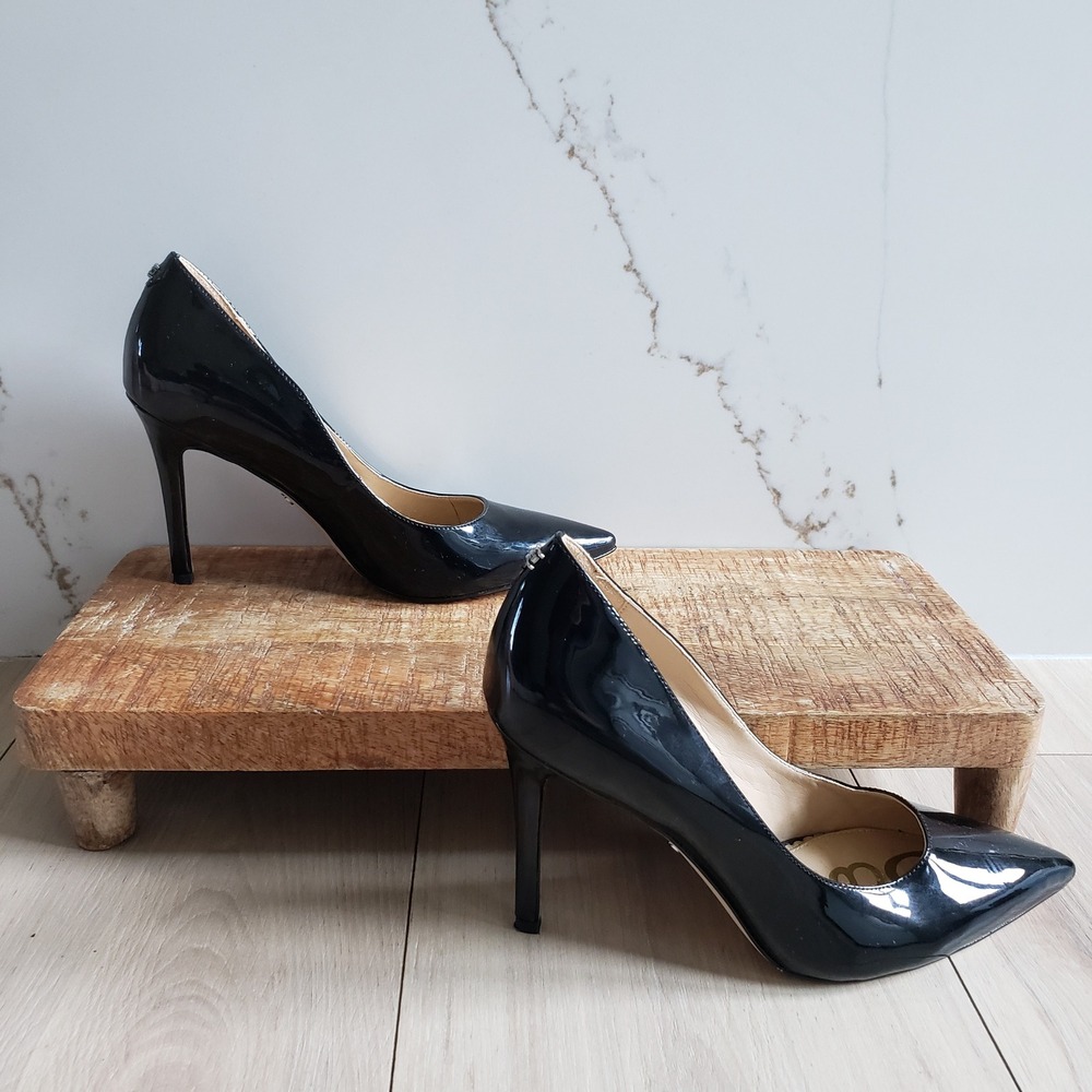Sam Edelman Pumps Womens 6 Black Patent Hazel Pointed Toe Stiletto Heels